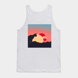 Cat Watching Rising Sunset Tank Top